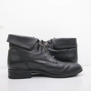 Colorado Womens Black Lace Up Leather Boots 9M Ankle Bootie Granny Prairie Goth